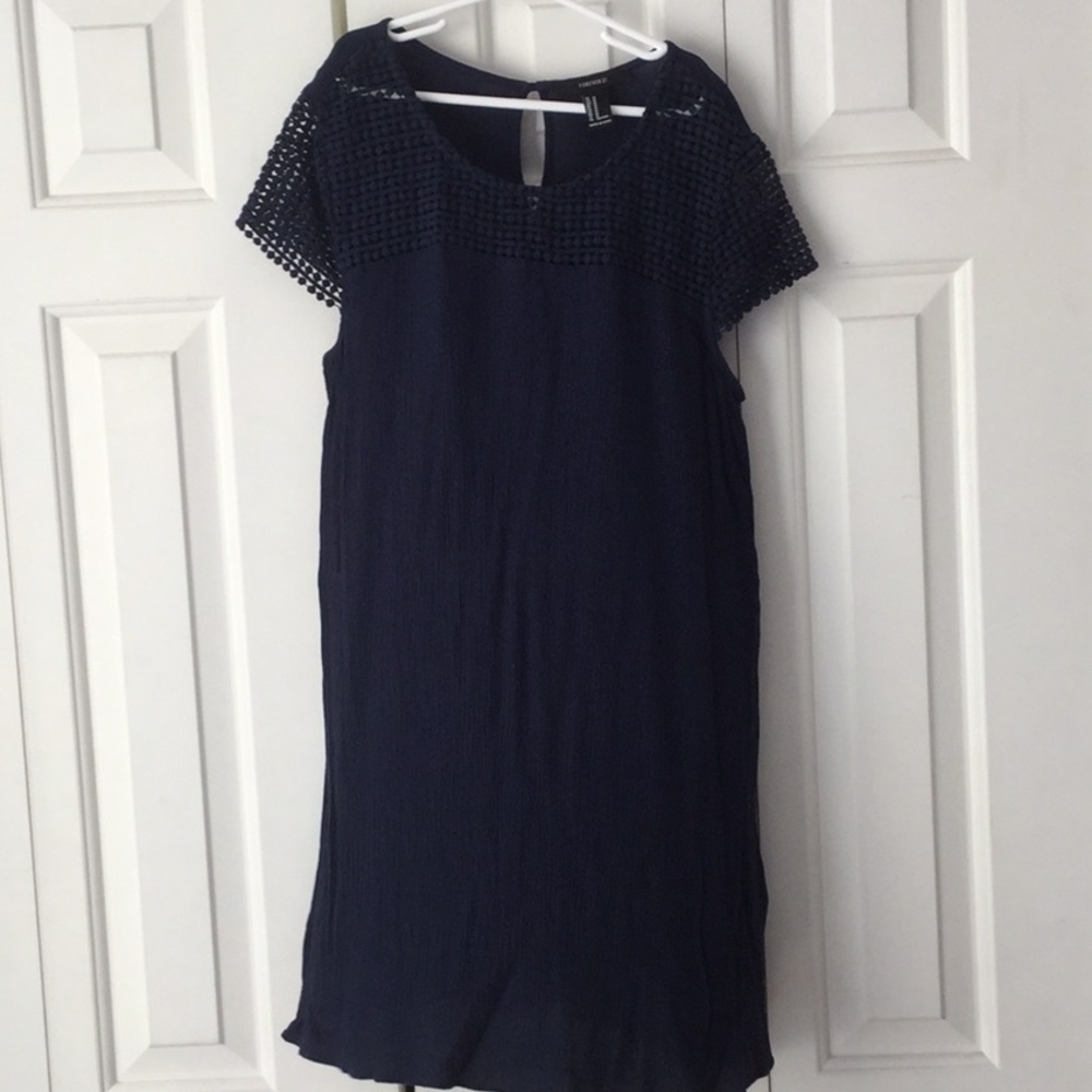 Forever 21 Dress Navy Blue Short Sleeve